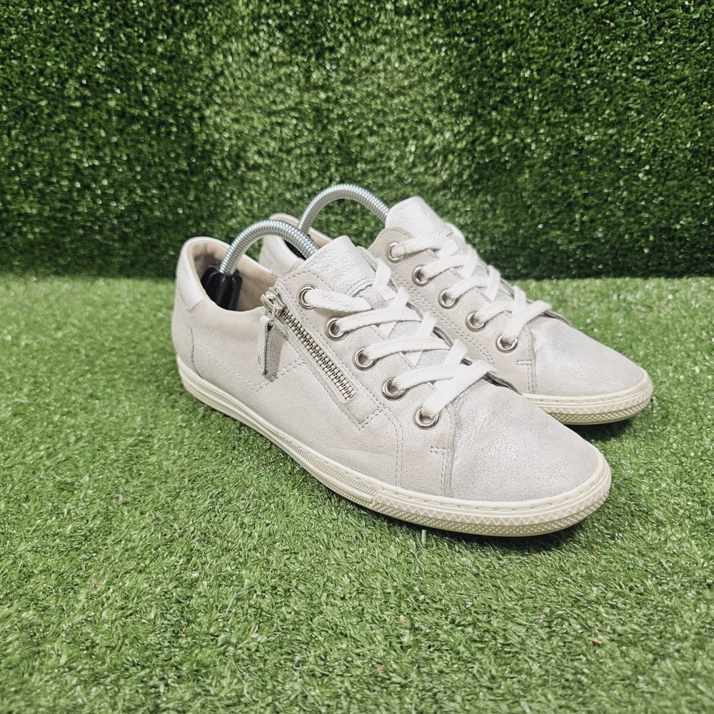 Paul Green Addie Metallic Silver Athletic Zip Up Comfort Sneakers Womens US 7.5